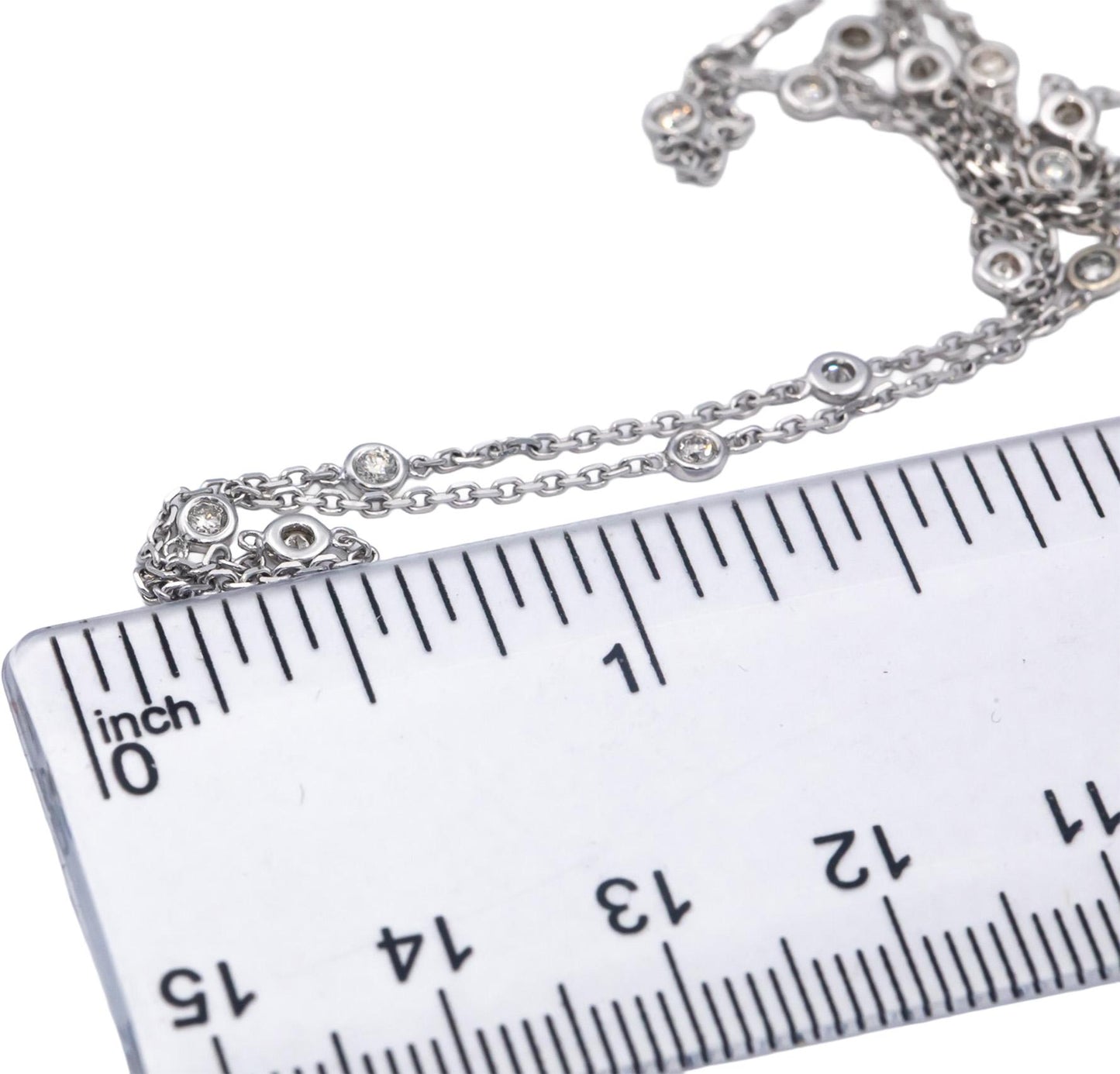 14k White Gold 0.60CT VS Round Cut Diamond By The Yard Necklace Chain