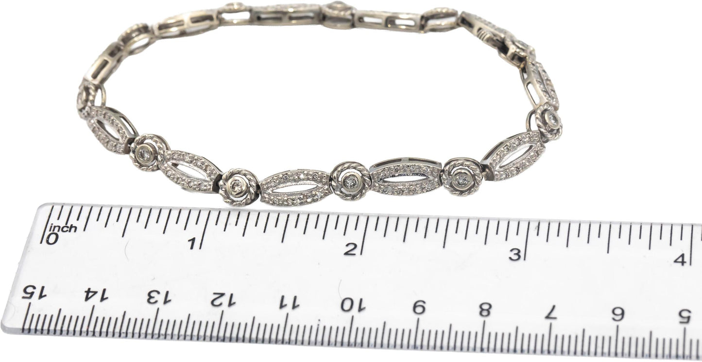 Diamond Round Cut 14k White Gold Jewelry Fancy Link Bracelet 1.0CT