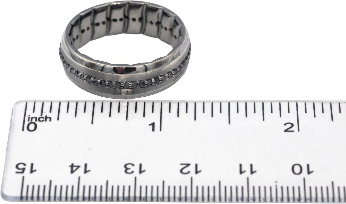 10k Black Gold Round Cut Black Diamond Men's Eternity Ring 0.50CT Size 10.75