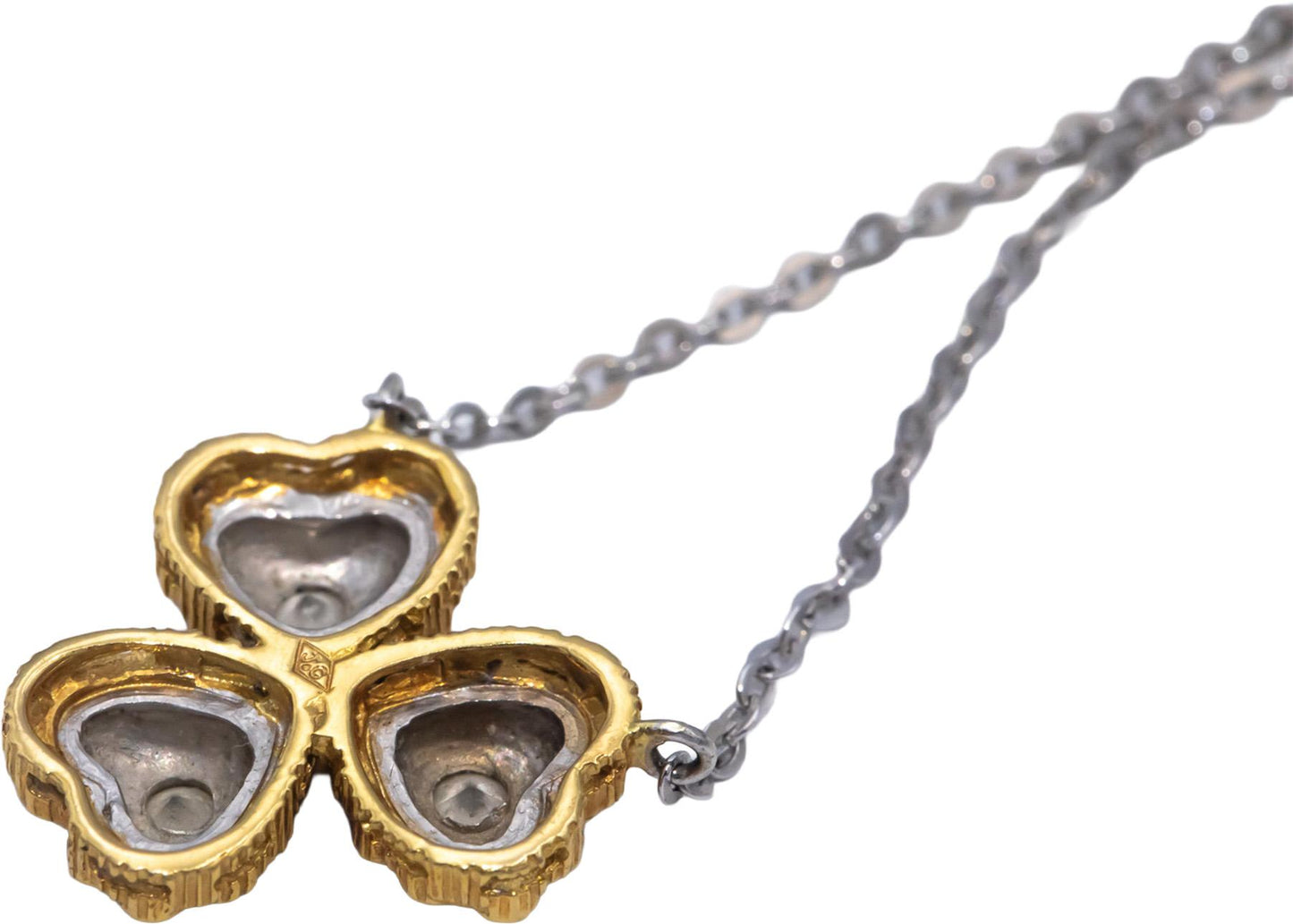 18k White & Yellow Gold VS Round Cut Diamond Heart Themed Pendant Necklace .10CT