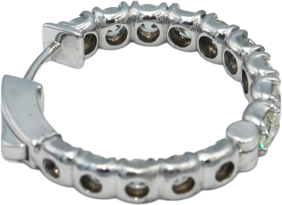 14k White Gold VS Round Diamond Inside Out Circle Hoop Earrings 5.41CT