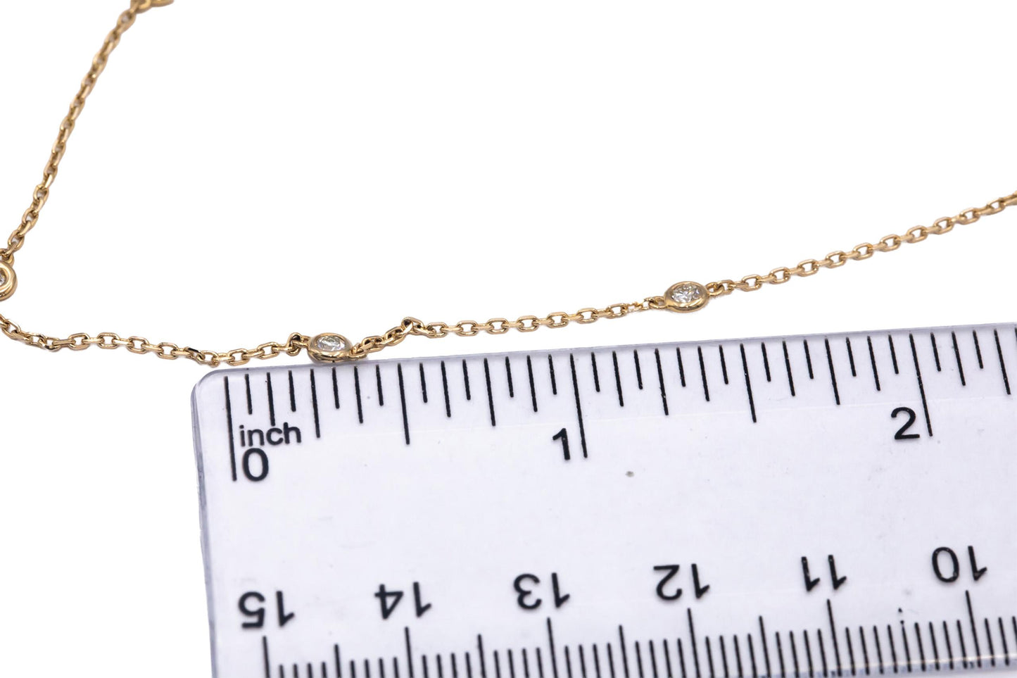 14k Yellow Gold VS Round Bezel Set Diamond By The Yard Necklace Chain 0.50CT