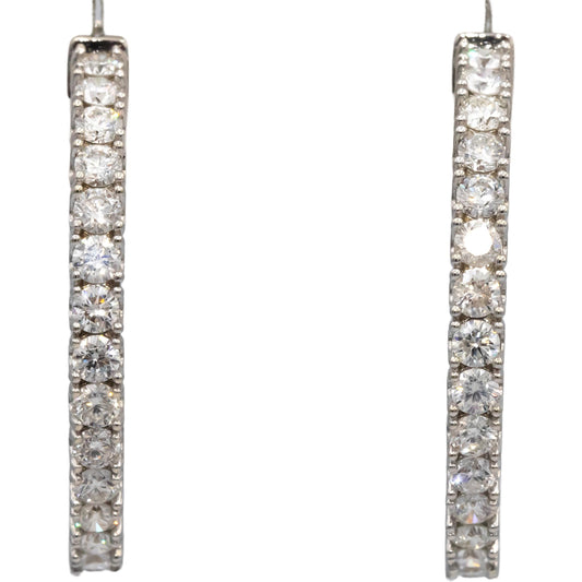 14k White Gold VS Round Diamond Inside Out Circle Hoop Earrings 5.40CT