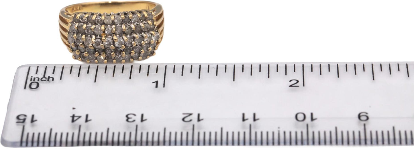 14k Yellow Gold Round Diamond Cluster Cocktail Ring 1.0CT Size 7