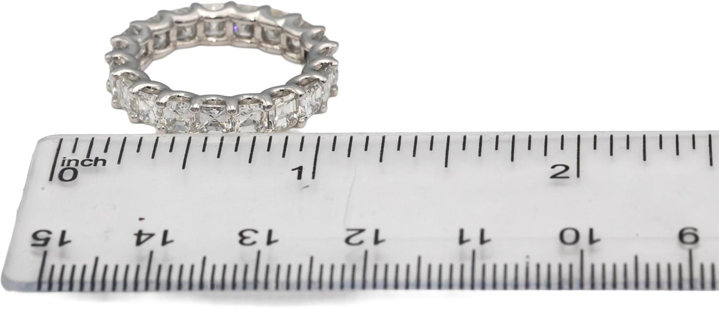 18k White Gold VS Asscher Cut Diamond Eternity Band Ring 6.0CTW Size 6.25