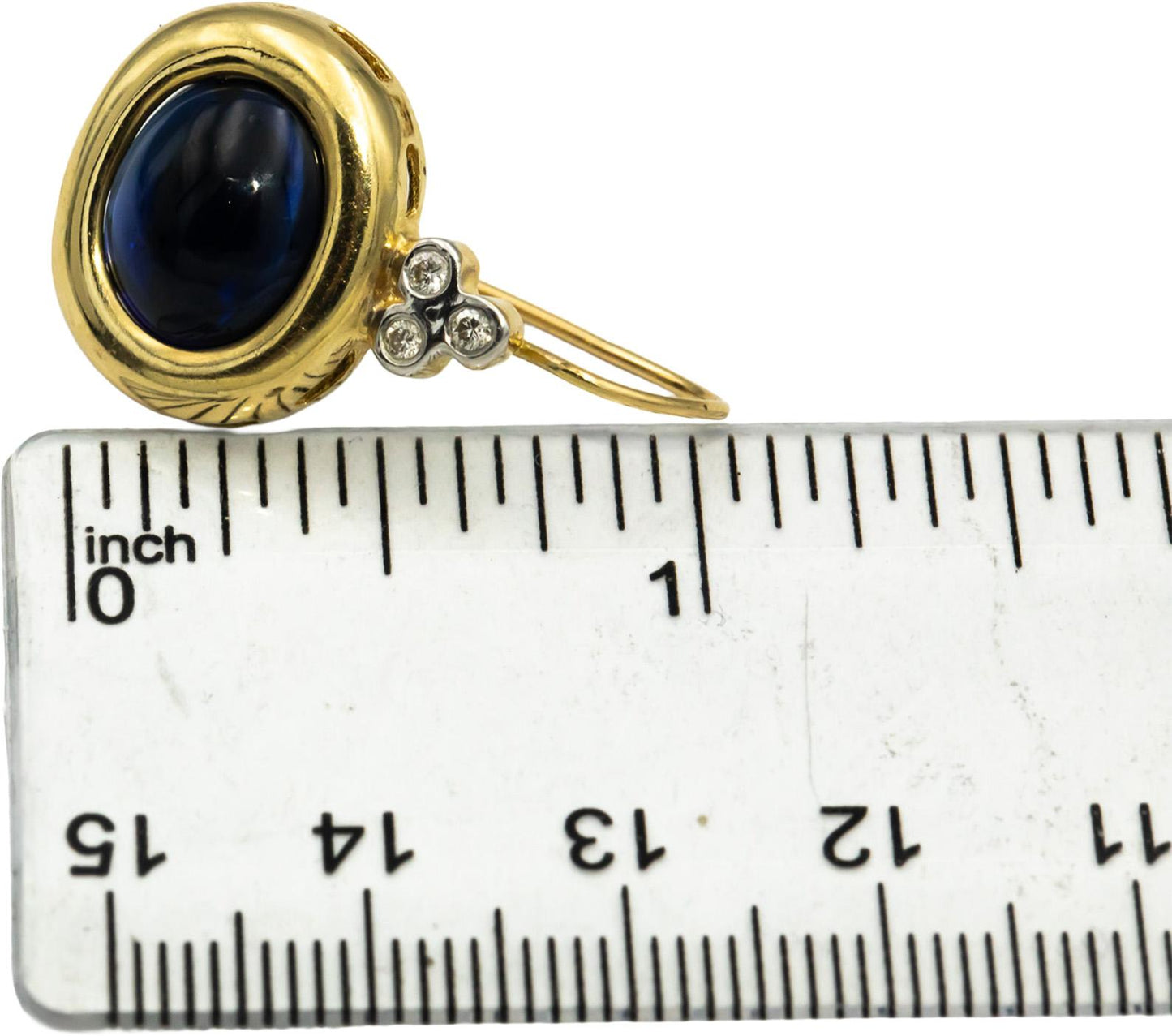 14k Yellow & White Gold Diamond and Synthetic Sapphire Dangle Earrings 8.10CTW