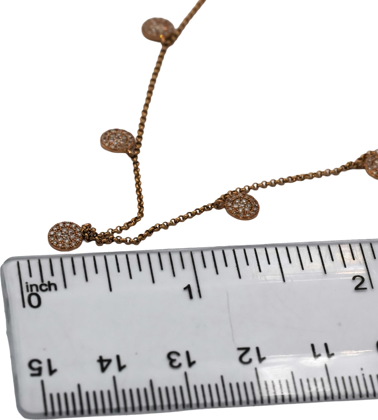 14k Rose Gold Round Diamond Dangle Necklace 0.25CT