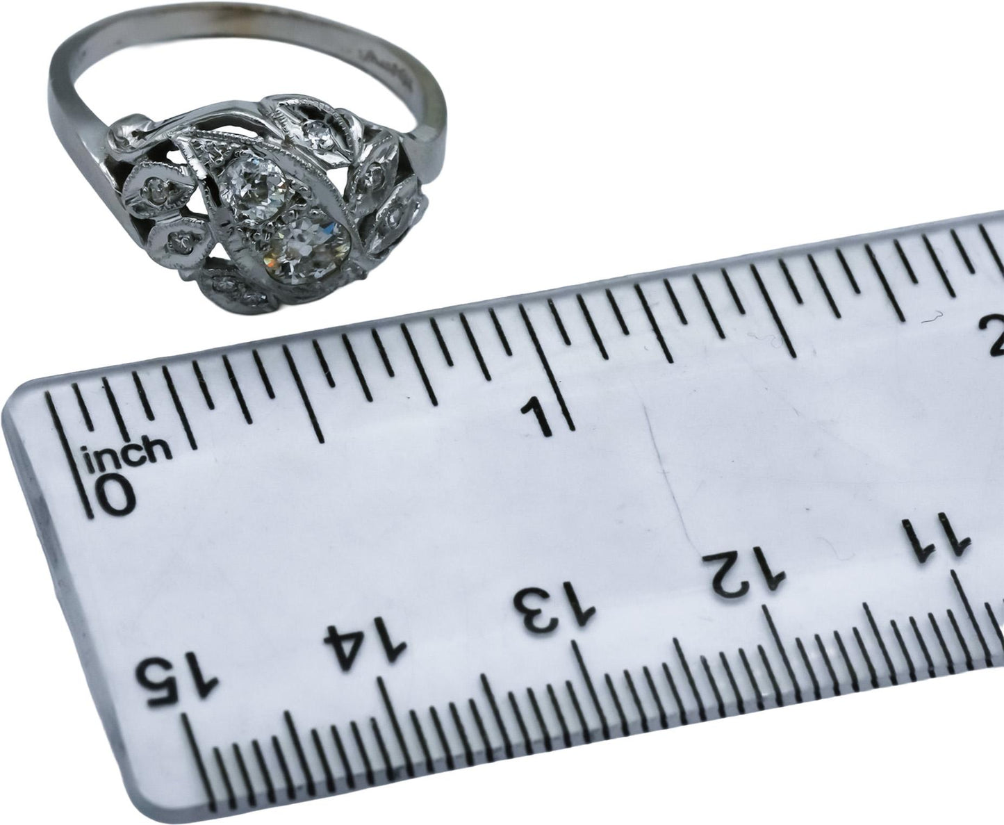 Vintage Antique 14k White Gold Round Diamond Ring 0.75CT Size 8.75