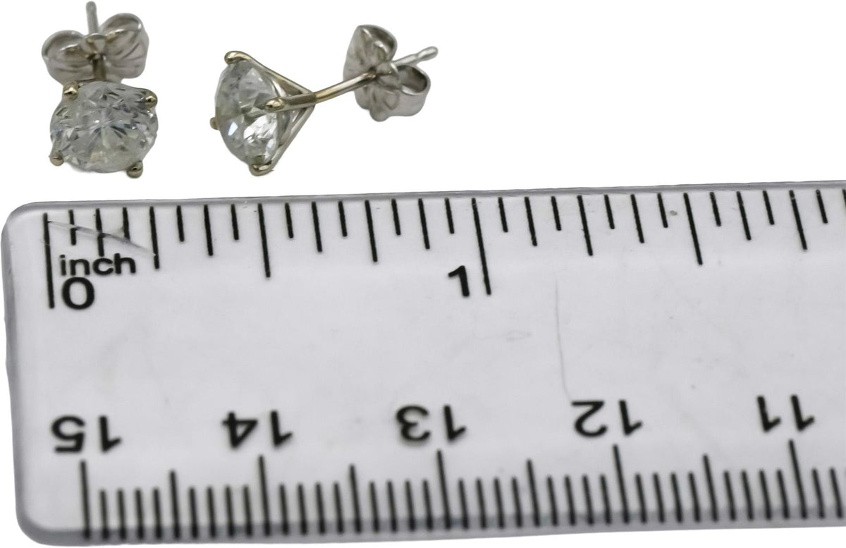 14k White Gold Round Natural Diamond Stud Earrings 2.20CT