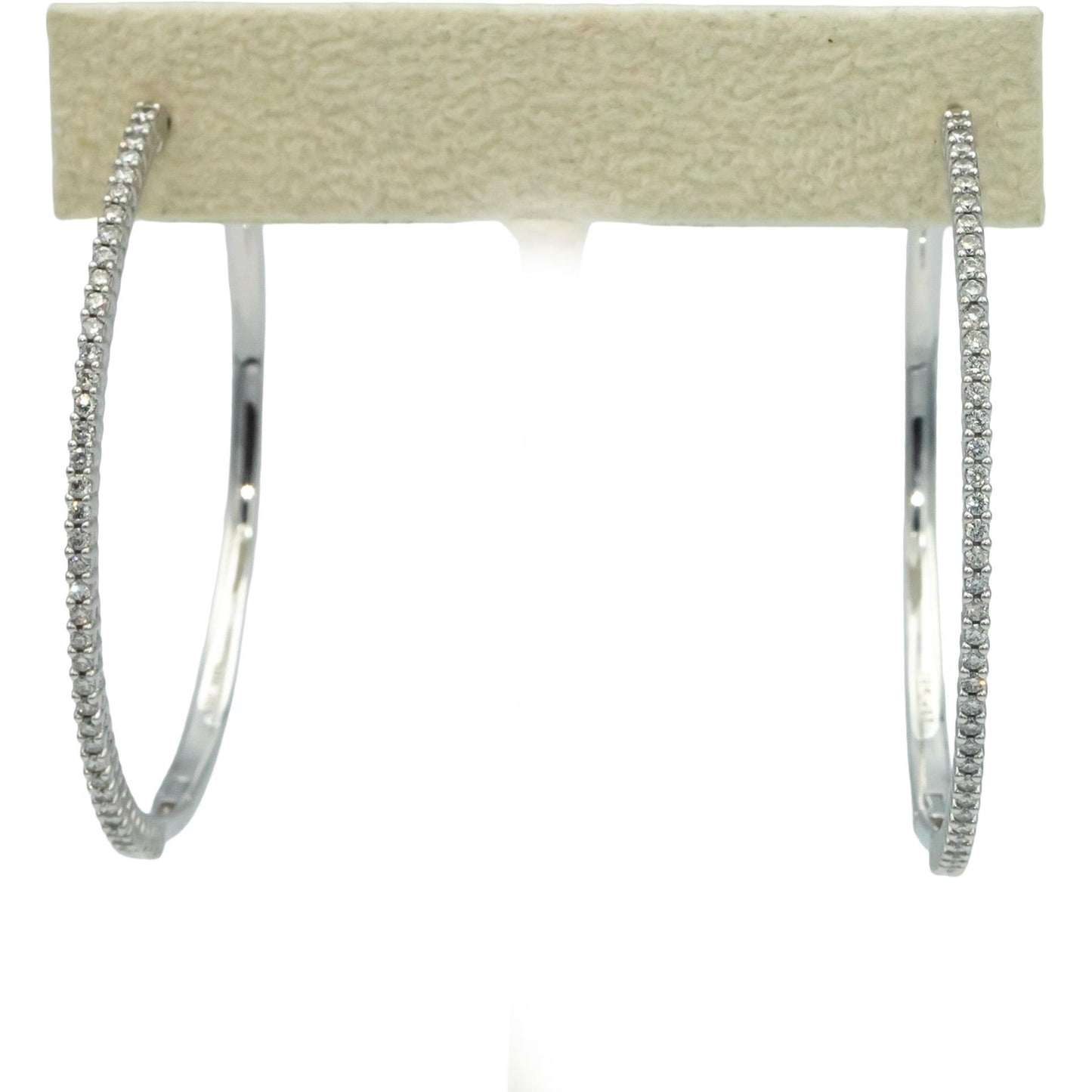 10k White Gold 1.0CT Round Cut Diamond Jumbo Inside Out Hoop Earrings