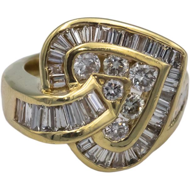 18k Yellow Gold VS Diamond Heart Cluster Cocktail Ring 2.50CT Size 6.75