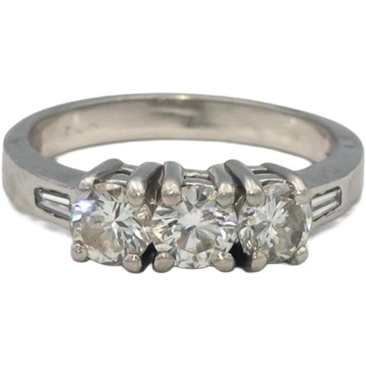 Platinum 1.05CT VS Round Cut Diamond Three Stone Ring Size 6