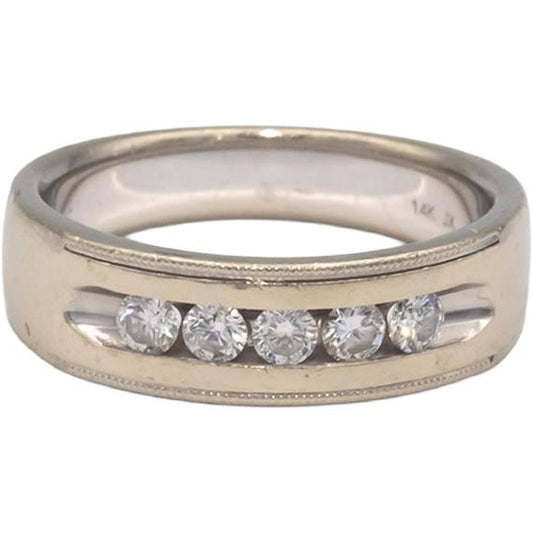 14k White Gold 0.50CT Round Cut Diamond Wedding Band Ring Size 9.75