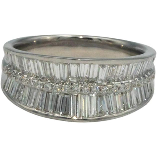 18k White Gold Jewelry 2.0CT VS Baguette & Round Cut Diamond Band Ring Size 7