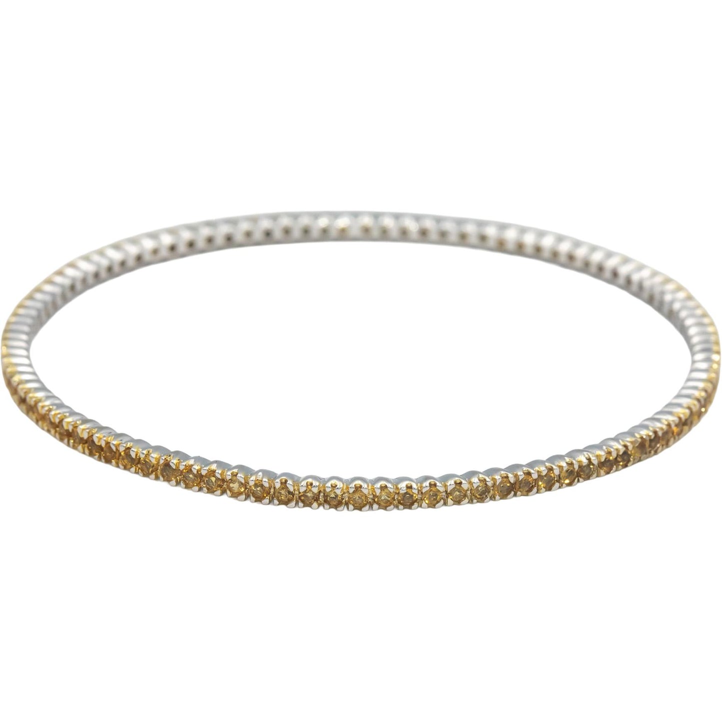 18k White Gold Jewelry 3.0CT Round Cut Citrine Stackable Bangle Bracelet