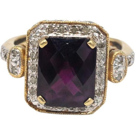 10k Yellow Gold Jewelry 3.20CT Diamond & Garnet Cocktail Ring Size 8
