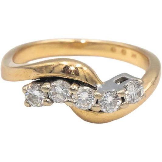 14k Yellow & White Gold Round Diamond Crossover Style Band Ring 0.50CT Size 7