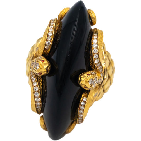 CARRERA Y CARRERA 18k Gold Diamond Sapphire Onyx Abanico Ring 37.20CT $19500