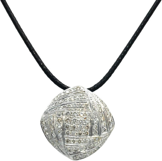 18k White Gold Jewelry Round Diamond Pendant Necklace 1.0CT