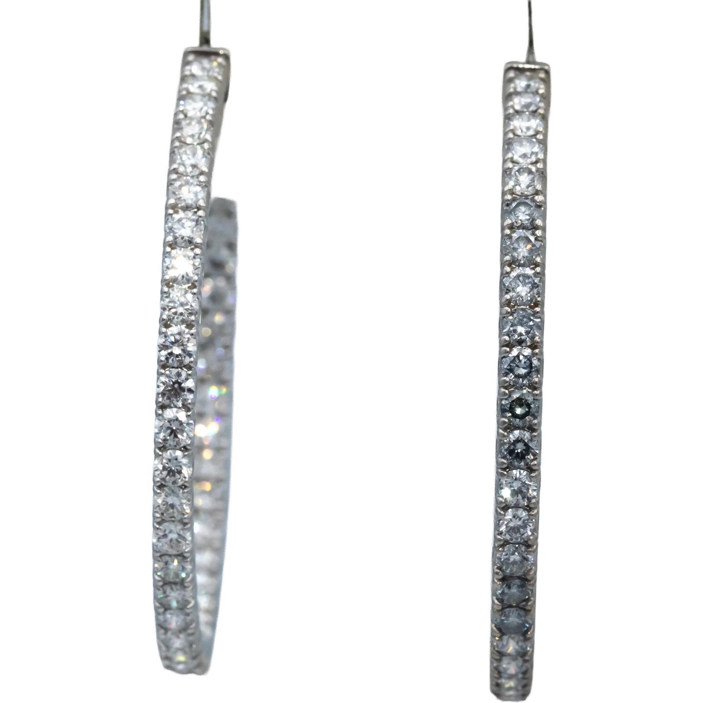18k White Gold VS Round Diamond Inside Out Circle Hoop Earrings 7.33CT
