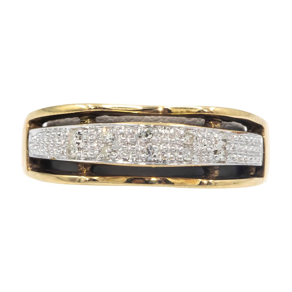 14k Yellow Gold Pave Diamond Screw Motif Band Ring 0.08CTSize 7