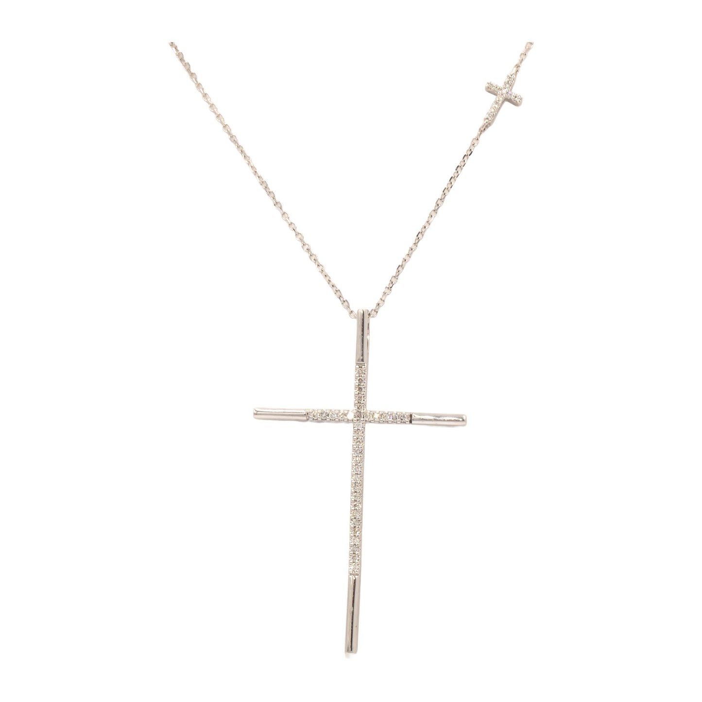 Vera Wang Love Collection 10k White Gold Double Diamond Cross Necklace