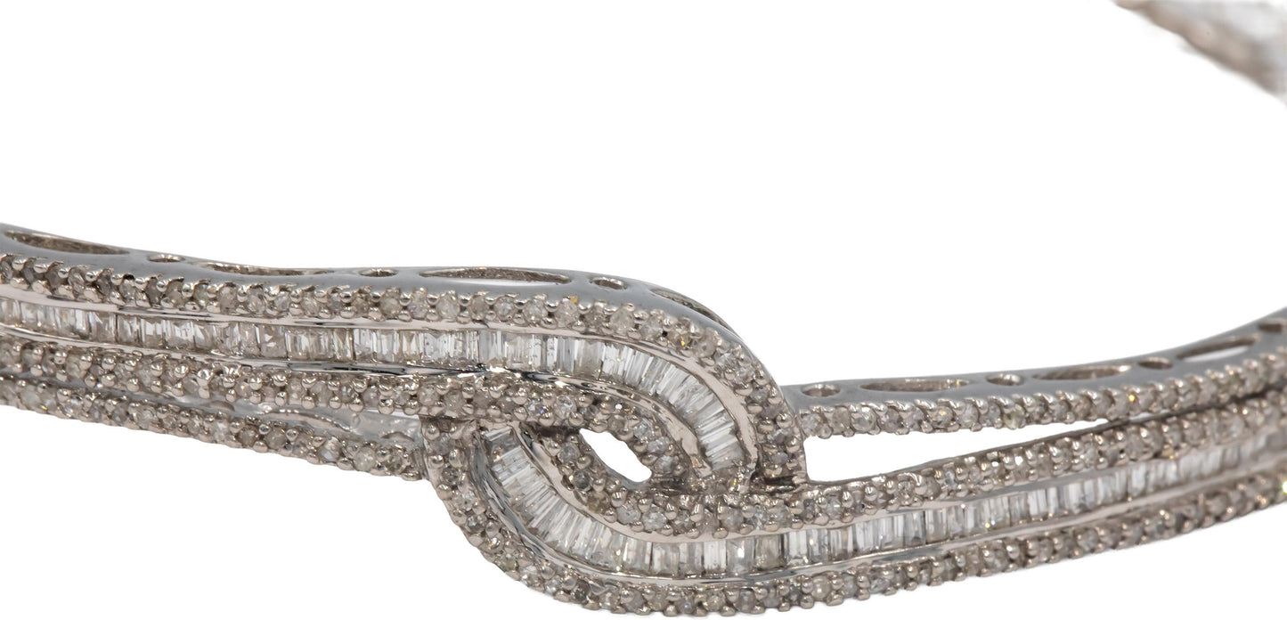 14k White Gold Jewelry 1.50CT Diamond Hinged Bangle Bracelet