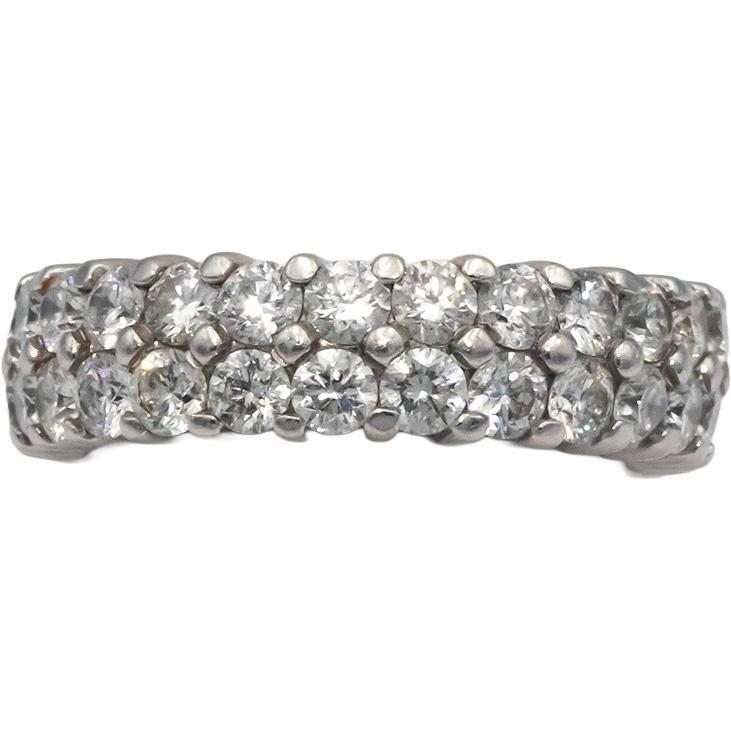 14k White Gold VS Diamond Two Row Eternity Band Ring 4.06CT Size 6.5