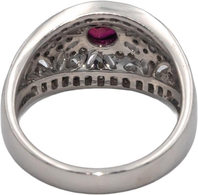 14k White Gold 0.75CT Diamond and Ruby Filigree Ring Size 6.75