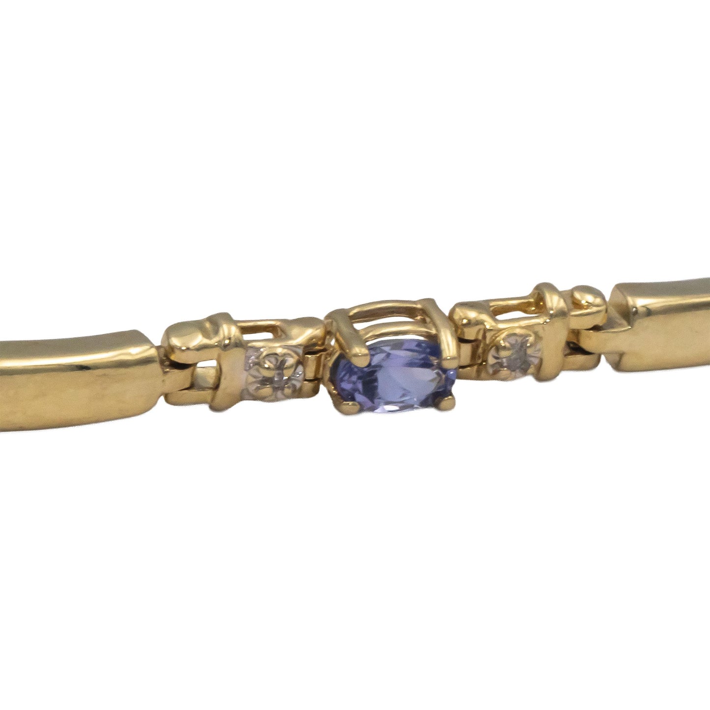 14k Yellow Gold 1.05CT Diamond and Tanzanite Bracelet