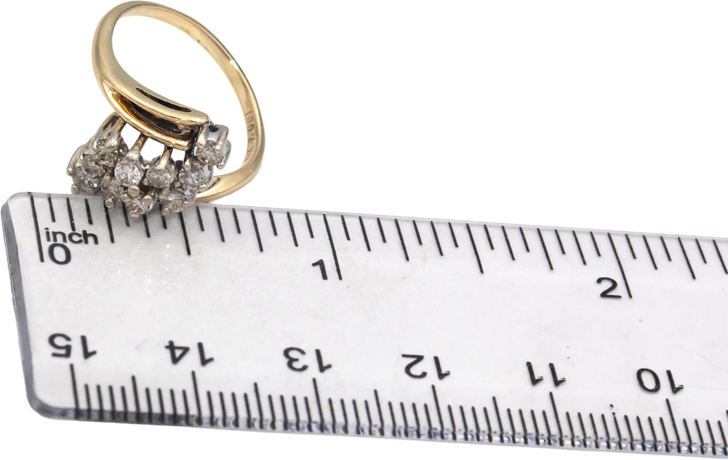 14k White and Yellow Gold Round Diamond Cluster Cocktail Ring 0.42CT Size 6