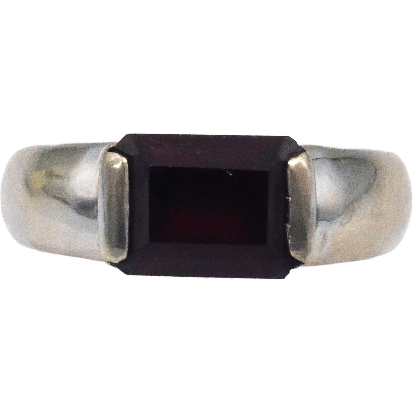 14k White Gold Jewelry Synthetic Red Gemstone Solitaire Ring Size 6