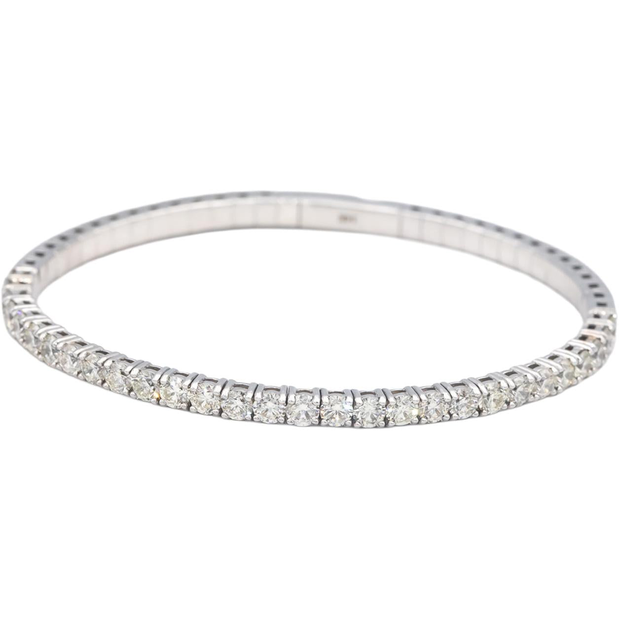 Diamond Round Cut 14k White Gold VS Semi-Flexible Bangle Bracelet 4.16CT