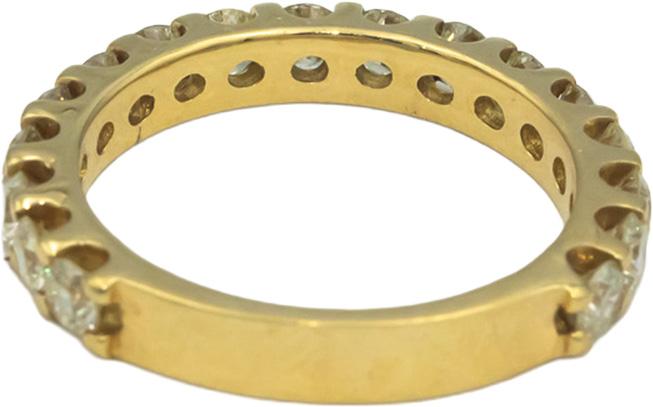 18k Yellow Gold 1.51CT Round Cut Diamond Half-Eternity Band Ring Size 6.5
