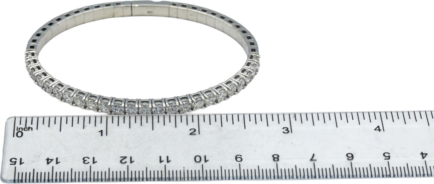 14k White Gold VS Round Diamond Flexible Bangle Bracelet 5.05CT