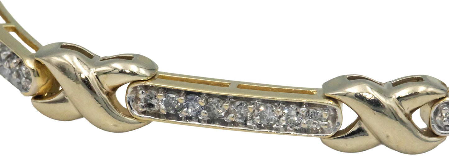 14k Yellow Gold 1.50CT Round Cut Diamond Fancy Link Tennis Bracelet