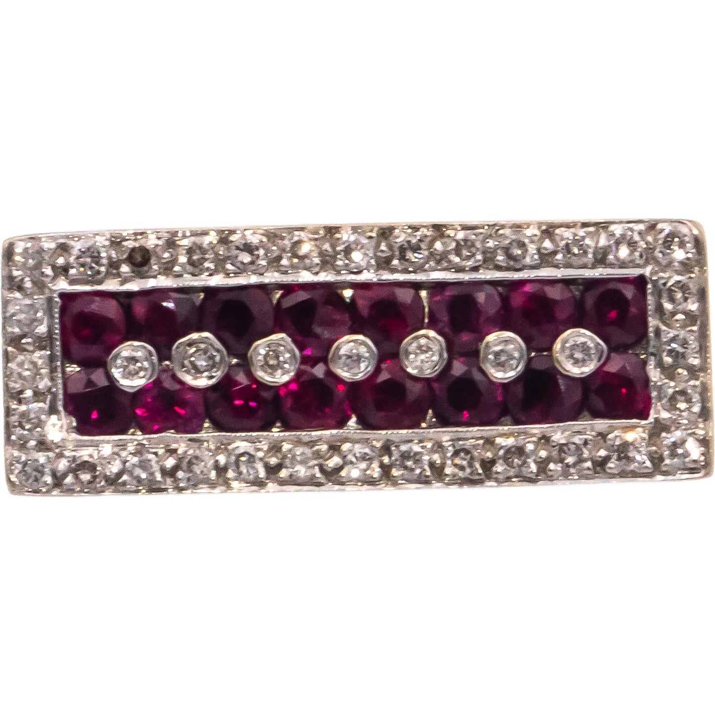 Retro 18k Yellow Gold 0.90CT Diamond and Ruby Ring Size 9.5