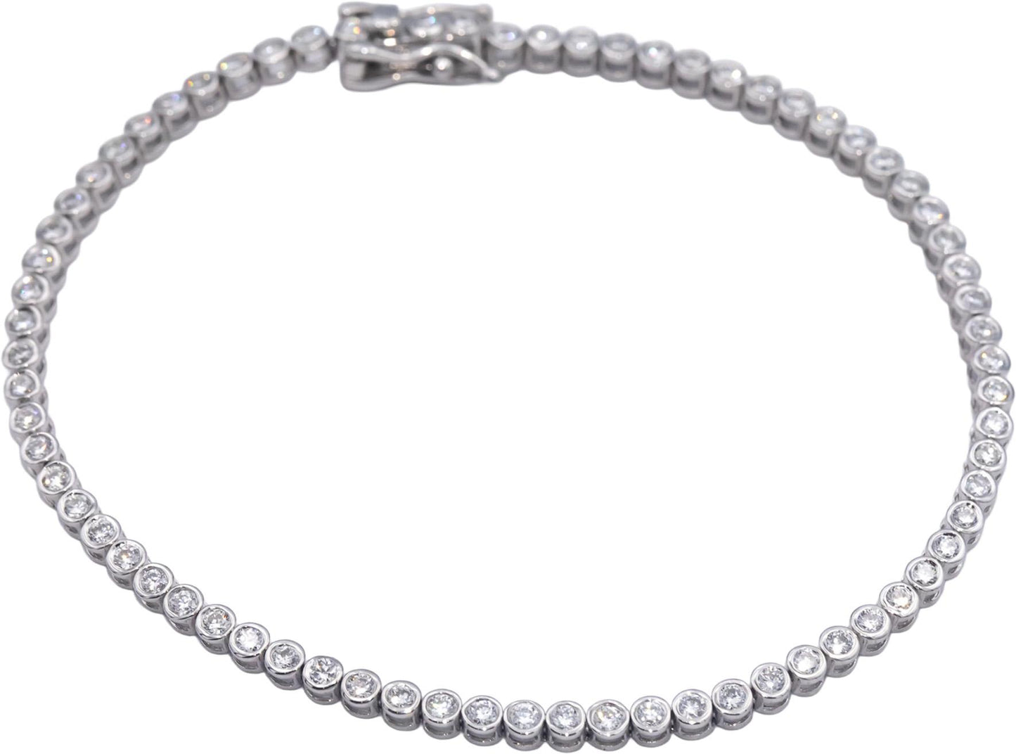 14k White Gold 1.70CT VS Round Bezel Set Diamond Tennis Bracelet