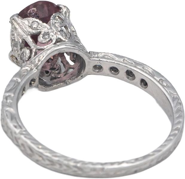 Antique Vintage Platinum 1.83CT Diamond and Pink Sapphire Ring Size 5.75