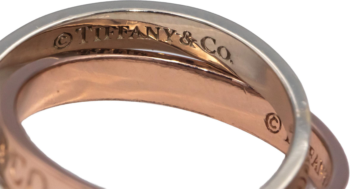 TIFFANY & CO. 14k White and Rose Gold Tiffany 1837 Interlocking Circles Ring