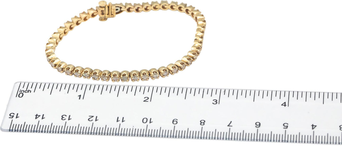 14k Yellow Gold Jewelry VS Round Cut Diamond Tennis Bracelet 2.0CT