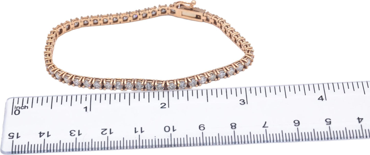 14k Rose Gold Jewelry Round Cut Prong Set Diamond Tennis Bracelet 5.06CT