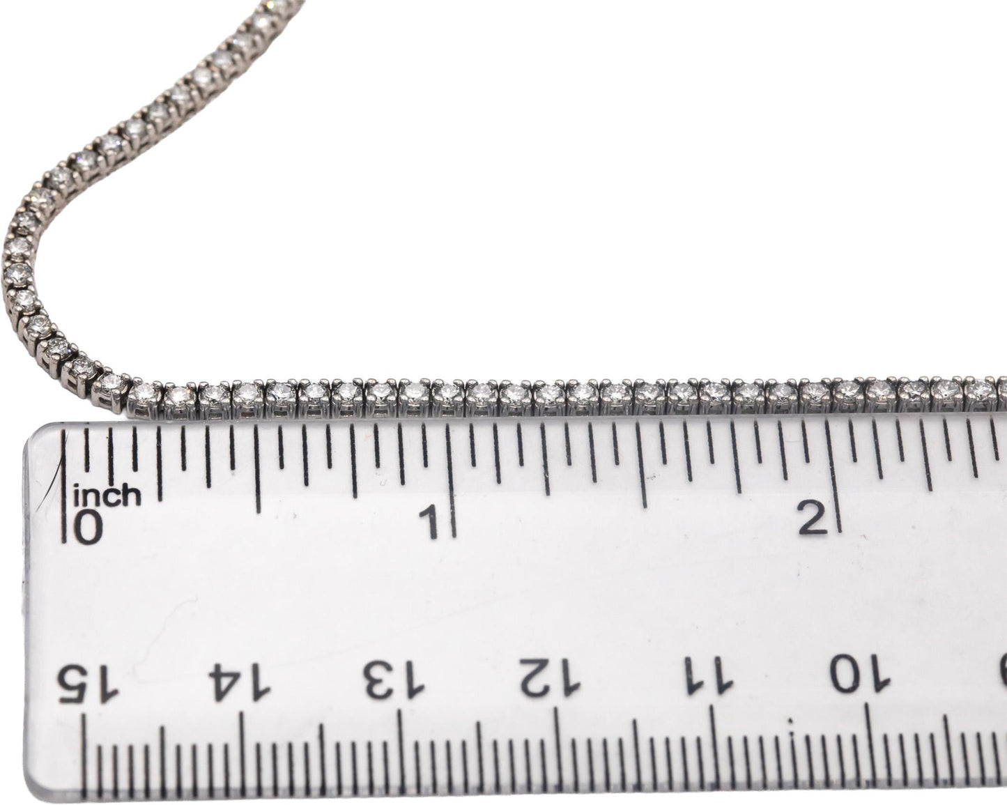 14k White Gold VS1-VS2 Lab Grown Round Cut Diamond Tennis Necklace 6.0CT