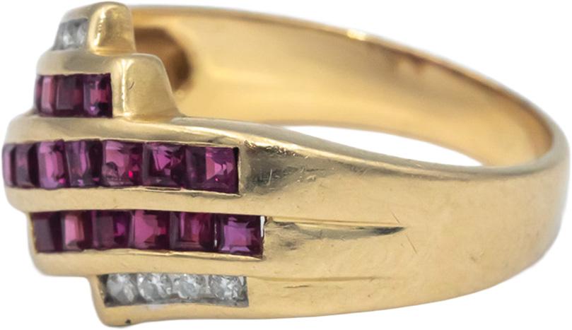 Ruby and Diamond 14k Yellow Gold Channel Set Band Ring 0.70CT Size 7