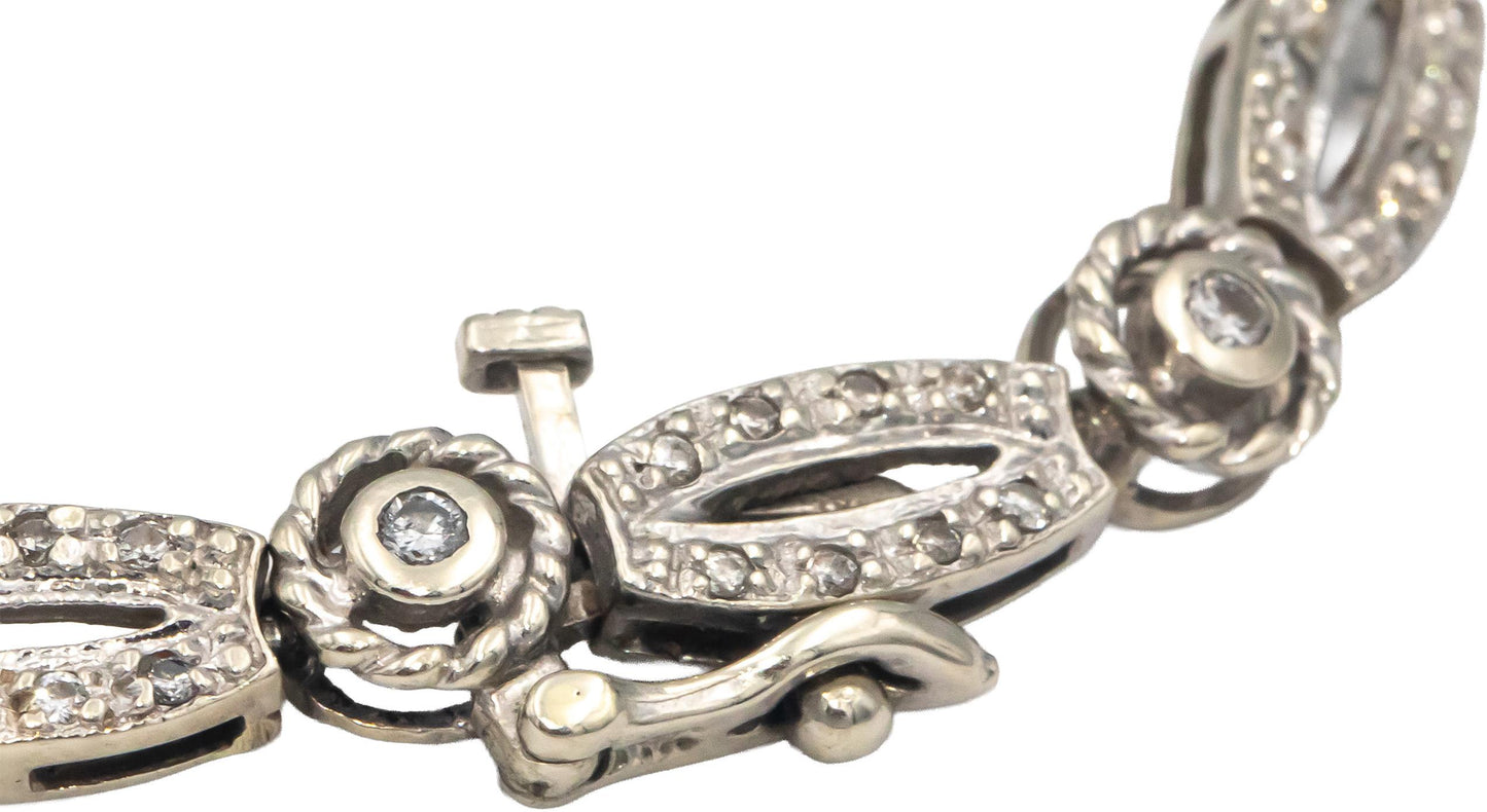 Diamond Round Cut 14k White Gold Jewelry Fancy Link Bracelet 1.0CT