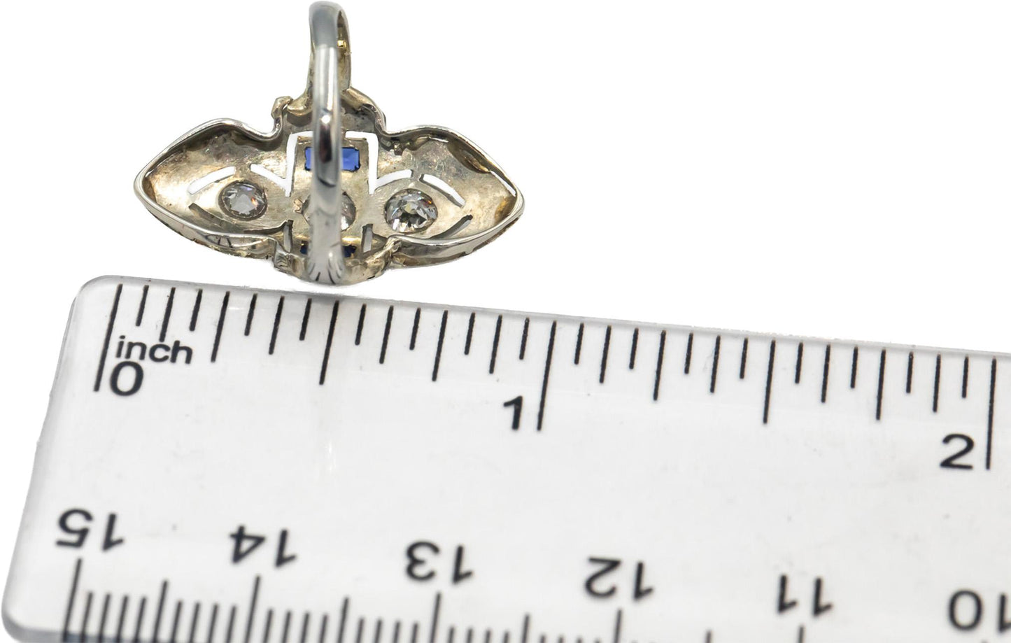 Vintage Antique Diamond & Synthetic Sapphire 18k Gold Ring 0.50CT Size 3.25