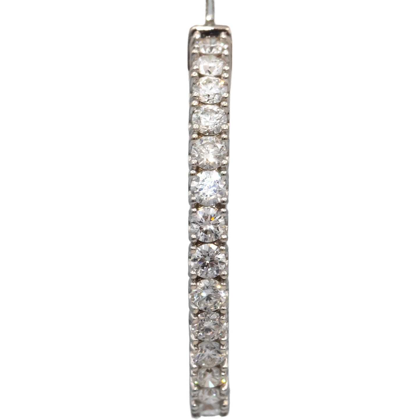 14k White Gold VS Round Diamond Inside Out Circle Hoop Earrings 5.40CT