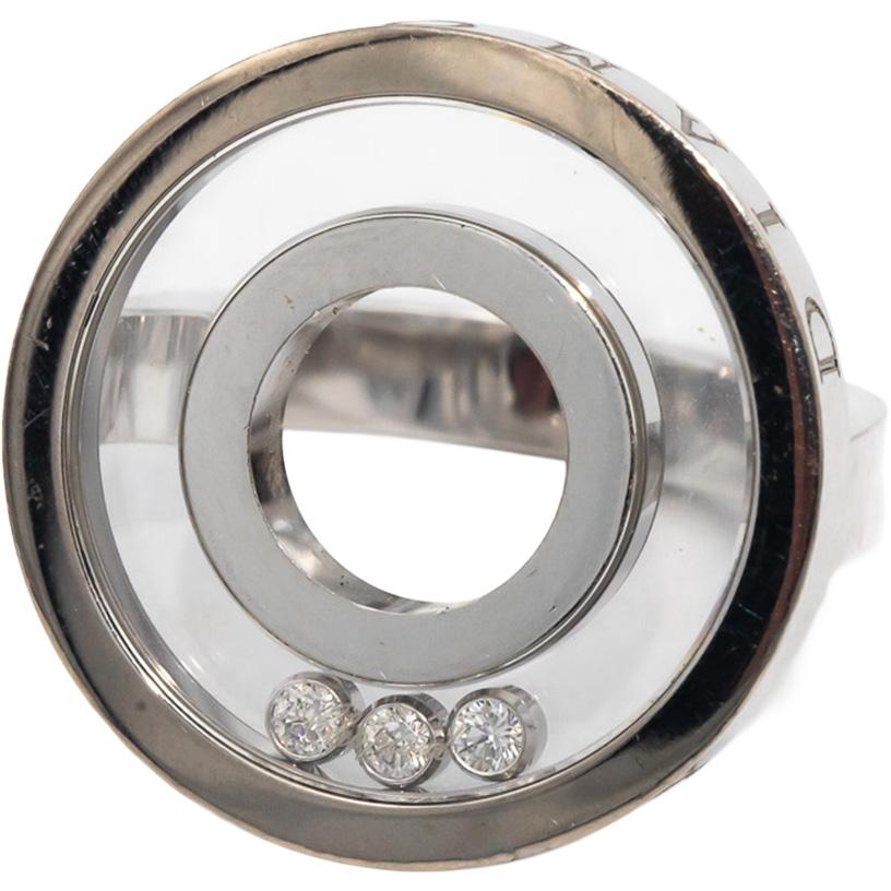 CHOPARD 18k White Gold Happy Diamond Ring 0.17CT Size 54 w/ Papers