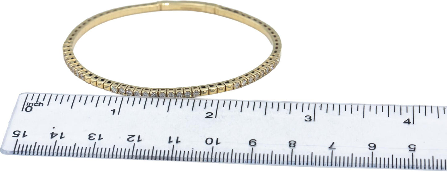 14k Yellow Gold VS Round Diamond Flexible Bangle Bracelet 0.62CT