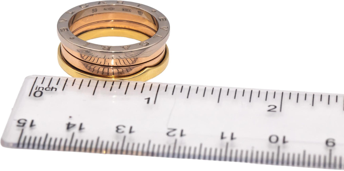 BVLGARI 18k Rose White Yellow Gold B.zero1 Collection Ring Size 9 Euro 59